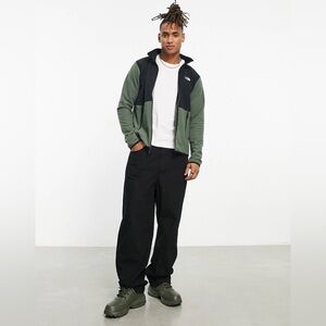 The North Face TKA Glacier zip up fleece in olive and black